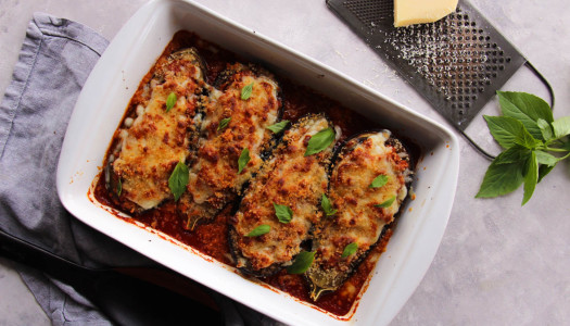 Easy Low Carb Bolognese Stuffed Eggplant Parm