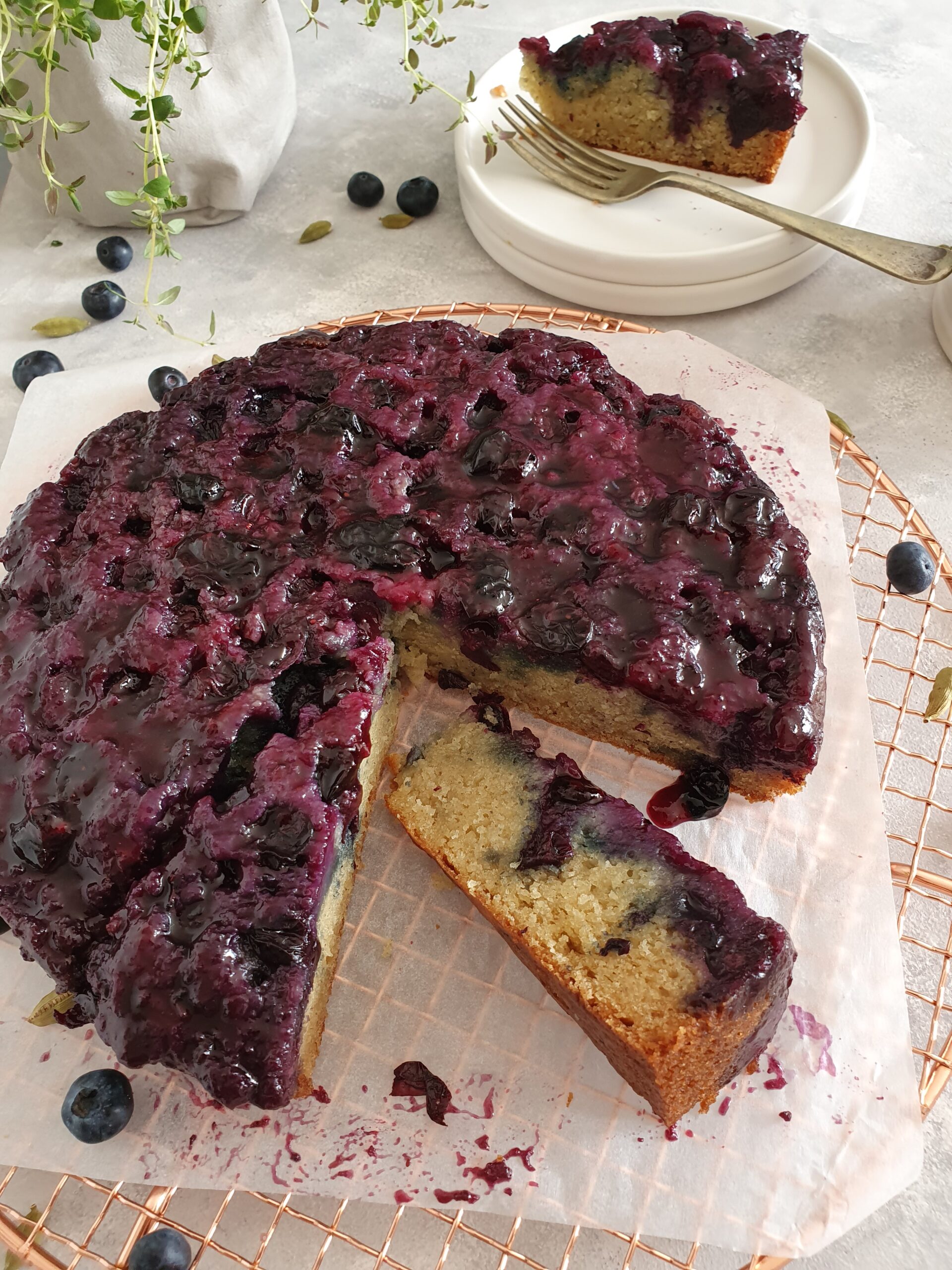 Blueberry & Cardamom Upside Down Cake